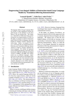 Empowering Cross-lingual Abilities of Instruction-tuned Large Language
  Models by Translation-following demonstrations