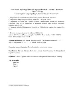 The Cultural Psychology of Large Language Models: Is ChatGPT a Holistic
  or Analytic Thinker?