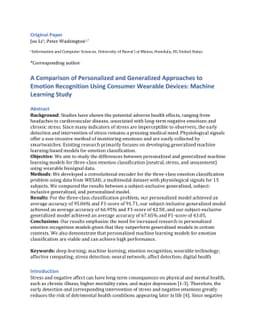 A Comparison of Personalized and Generalized Approaches to Emotion
  Recognition Using Consumer Wearable Devices: Machine Learning Study