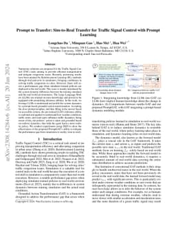 Prompt to Transfer: Sim-to-Real Transfer for Traffic Signal Control with
  Prompt Learning