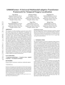 UMMAFormer: A Universal Multimodal-adaptive Transformer Framework for
  Temporal Forgery Localization