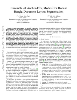 Ensemble of Anchor-Free Models for Robust Bangla Document Layout
  Segmentation