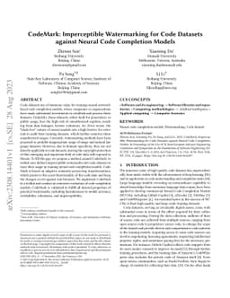 CodeMark: Imperceptible Watermarking for Code Datasets against Neural
  Code Completion Models