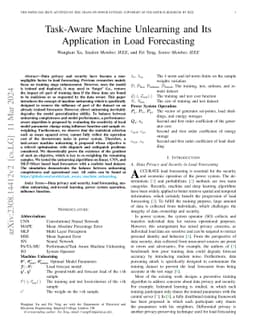 Task-Aware Machine Unlearning and Its Application in Load Forecasting
