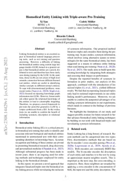 Biomedical Entity Linking with Triple-aware Pre-Training