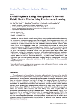 Recent Progress in Energy Management of Connected Hybrid Electric
  Vehicles Using Reinforcement Learning