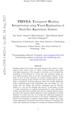 TRIVEA: Transparent Ranking Interpretation using Visual Explanation of
  Black-Box Algorithmic Rankers