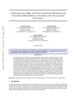 Comparing AutoML and Deep Learning Methods for Condition Monitoring
  using Realistic Validation Scenarios
