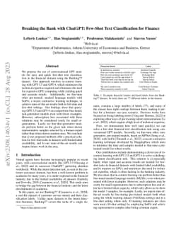 Breaking the Bank with ChatGPT: Few-Shot Text Classification for Finance