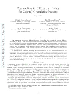 Composition in Differential Privacy for General Granularity Notions
  (Long Version)