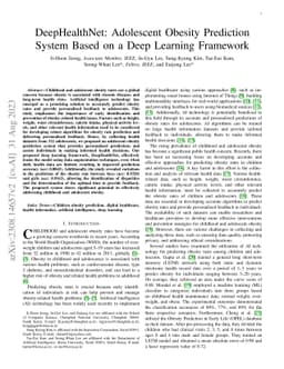 DeepHealthNet: Adolescent Obesity Prediction System Based on a Deep
  Learning Framework