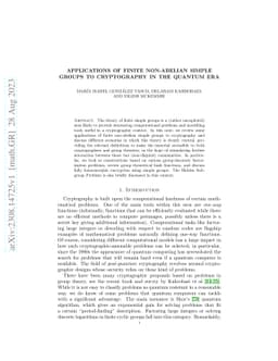 Applications of Finite non-Abelian Simple Groups to Cryptography in the
  Quantum Era