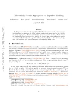 Differentially Private Aggregation via Imperfect Shuffling