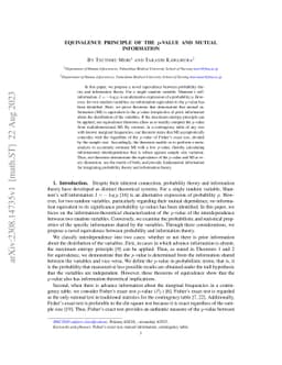 Equivalence Principle of the $P$-value and Mutual Information