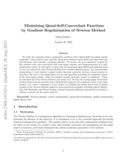 Minimizing Quasi-Self-Concordant Functions by Gradient Regularization of
  Newton Method