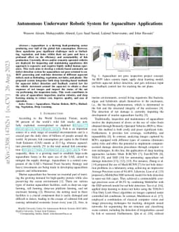 Autonomous Underwater Robotic System for Aquaculture Applications
