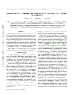 Distributed Dual Coordinate Ascent with Imbalanced Data on a General
  Tree Network