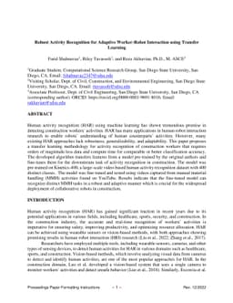 Robust Activity Recognition for Adaptive Worker-Robot Interaction using
  Transfer Learning