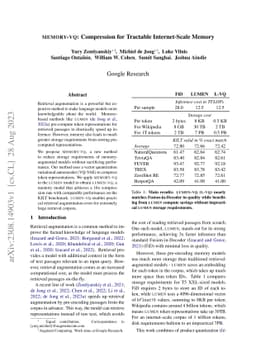 MEMORY-VQ: Compression for Tractable Internet-Scale Memory