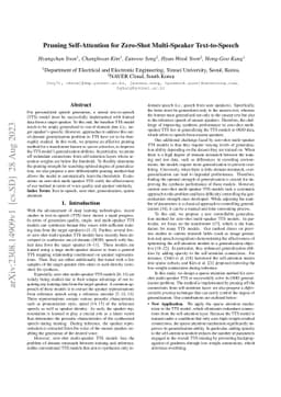 Pruning Self-Attention for Zero-Shot Multi-Speaker Text-to-Speech