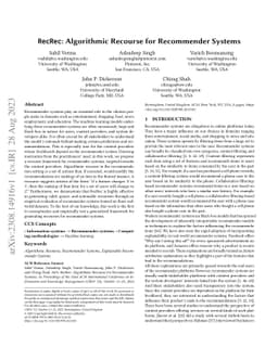 RecRec: Algorithmic Recourse for Recommender Systems