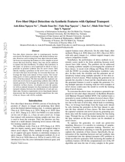 Few-Shot Object Detection via Synthetic Features with Optimal Transport