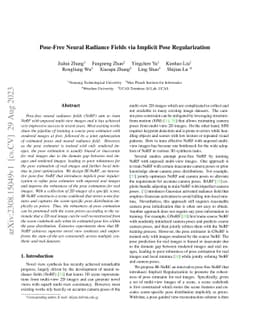 Pose-Free Neural Radiance Fields via Implicit Pose Regularization