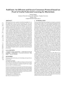 FedChain: An Efficient and Secure Consensus Protocol based on Proof of
  Useful Federated Learning for Blockchain