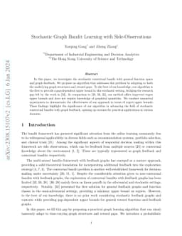 Stochastic Graph Bandit Learning with Side-Observations