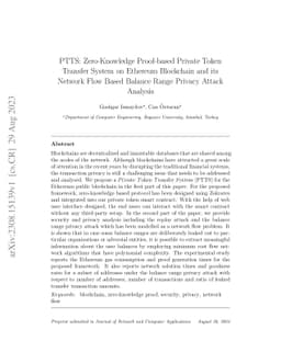 PTTS: Zero-Knowledge Proof-based Private Token Transfer System on
  Ethereum Blockchain and its Network Flow Based Balance Range Privacy Attack
  Analysis
