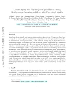 Lifelike Agility and Play in Quadrupedal Robots using Reinforcement
  Learning and Generative Pre-trained Models