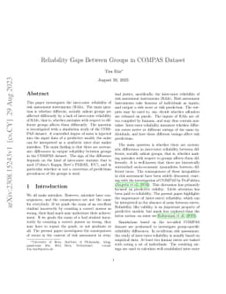 Reliability Gaps Between Groups in COMPAS Dataset