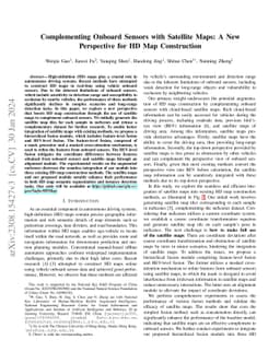 Complementing Onboard Sensors with Satellite Map: A New Perspective for
  HD Map Construction