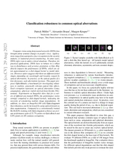 Classification robustness to common optical aberrations
