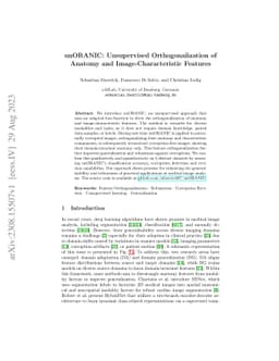 unORANIC: Unsupervised Orthogonalization of Anatomy and
  Image-Characteristic Features
