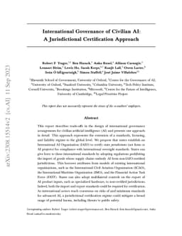 International Governance of Civilian AI: A Jurisdictional Certification
  Approach