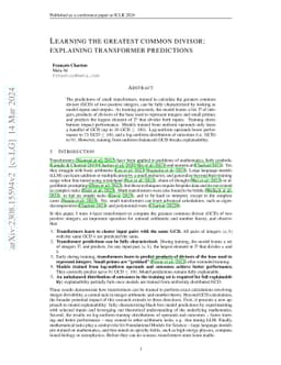 Learning the greatest common divisor: explaining transformer predictions