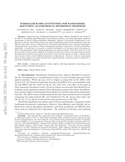 Surrogate-based Autotuning for Randomized Sketching Algorithms in Regression Problems