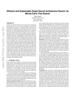 Efficient and Explainable Graph Neural Architecture Search via
  Monte-Carlo Tree Search