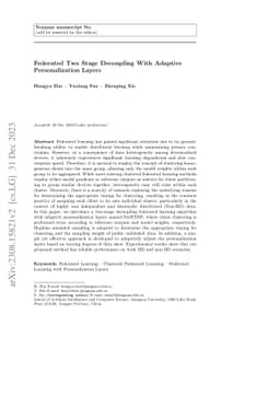 Federated Two Stage Decoupling With Adaptive Personalization Layers