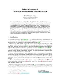 Inductive Learning of Declarative Domain-Specific Heuristics for ASP