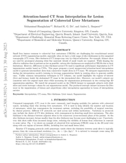 Attention-based CT Scan Interpolation for Lesion Segmentation of
  Colorectal Liver Metastases