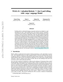 WALL-E: Embodied Robotic WAiter Load Lifting with Large Language Model