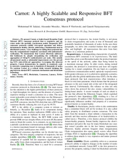 Carnot: A highly Scalable and Responsive BFT Consensus protocol