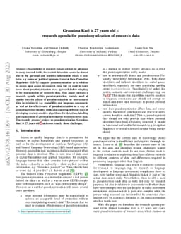 Grandma Karl is 27 years old -- research agenda for pseudonymization of
  research data