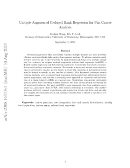 Multiple Augmented Reduced Rank Regression for Pan-Cancer Analysis