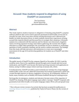Accused: How students respond to allegations of using ChatGPT on
  assessments