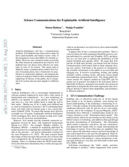 Science Communications for Explainable Artificial Intelligence