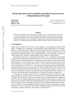 On the Equivalence between Implicit and Explicit Neural Networks: A
  High-dimensional Viewpoint