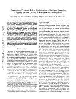 Curriculum Proximal Policy Optimization with Stage-Decaying Clipping for
  Self-Driving at Unsignalized Intersections
